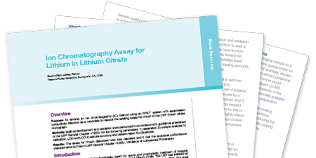 Implementation of Walk-Up High-Pressure Capillary Ion Chromatrograph for the Fast Separation of Pharmaceutical Relevant Inorganic Anions and Cations Implementation of Walk-Up High-Pressure Capillary Ion Chromatrograph for the Fast Separation of Pharmaceutical Relevant Inorganic Anions and Cations