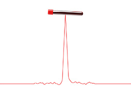 A vial of blood and a chromatogram A vial of blood and a chromatogram