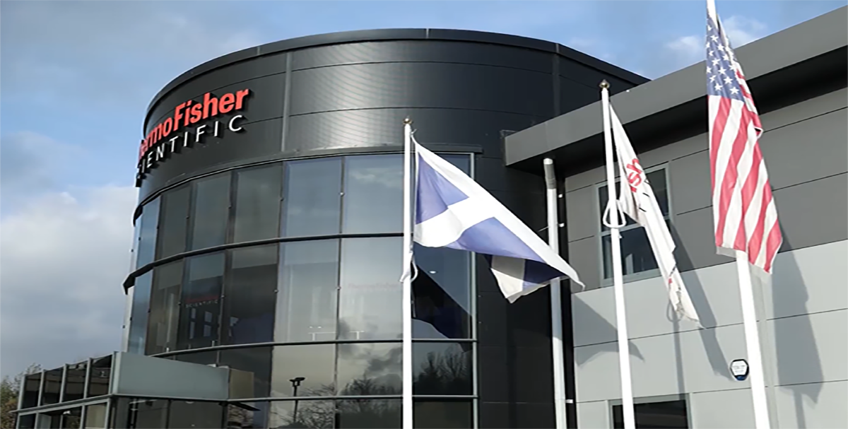 Paisley, Scotland media manufacturing facility Thermo Fisher Paisley, Scotland cell culture media manufacturing facility exterior