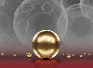 Exosome isolation, detection, & analysis Conceptual art of a golden magnetic bead in front of antigens and ligands