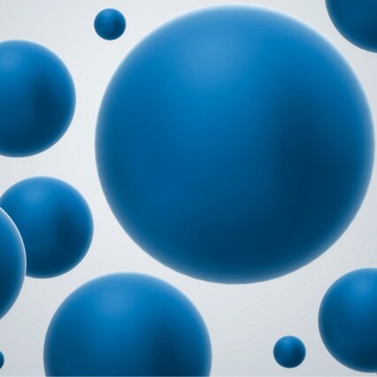 Flow Cytometry Calibration and size Reference Beads Image with blue spherical bead graphic