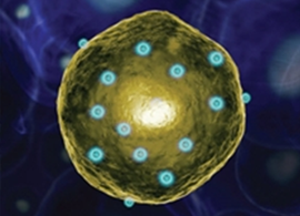 Cell viability information 3D illustration of fluorescent dyes attached to surface and intracellular compartment of dead cells