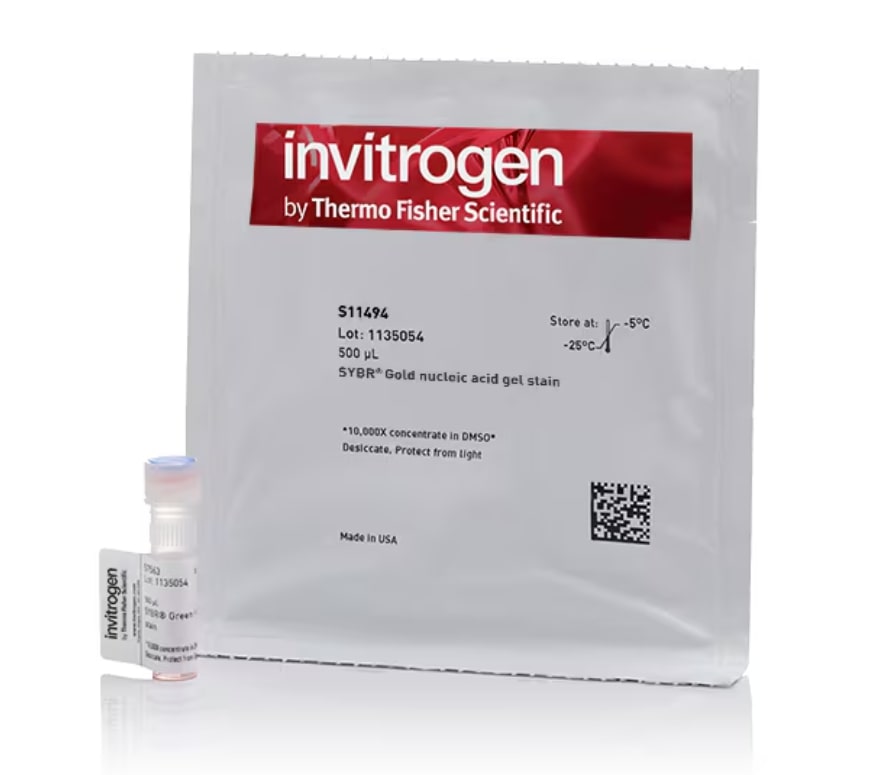 SYBR safe stain for agarose gel DNA electrophoresis One tube of SYBR safe stain and product package