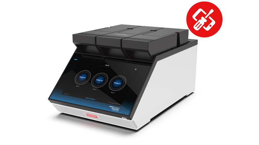 PowerFlex warranty Image showing service and support icon next to a PowerFlex thermal cycler