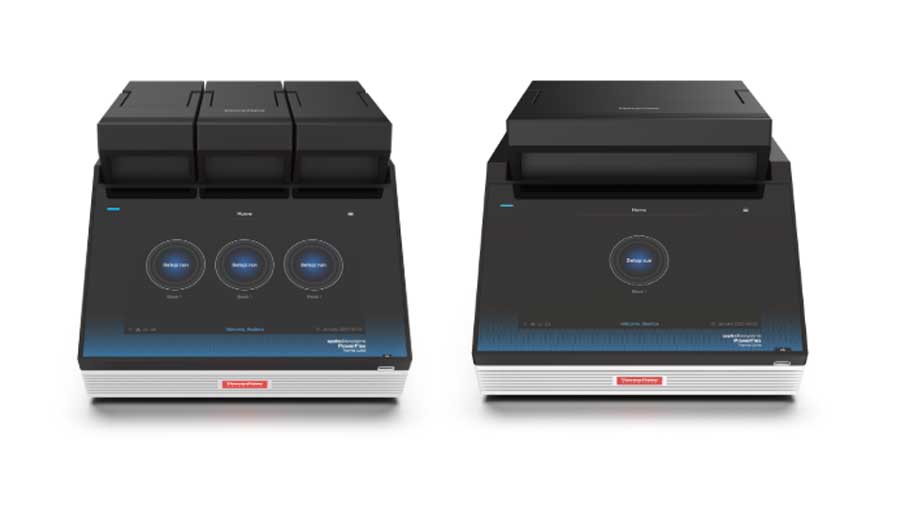 PowerFlex Thermal cycler Image showing 96 well and 3x32 well block of PowerFlex thermal cycler