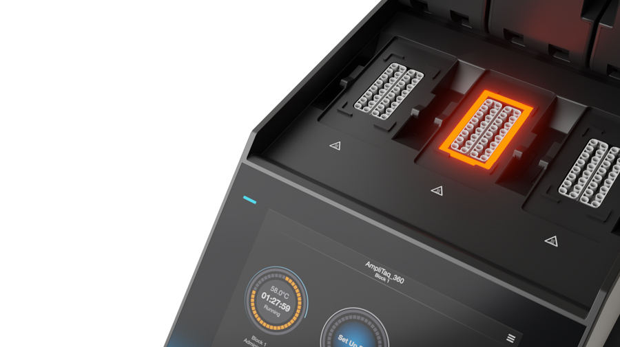 PowerFlex 3 x 32-well thermal cycler Image showing 3 separate blocks of advanced temperature gradient