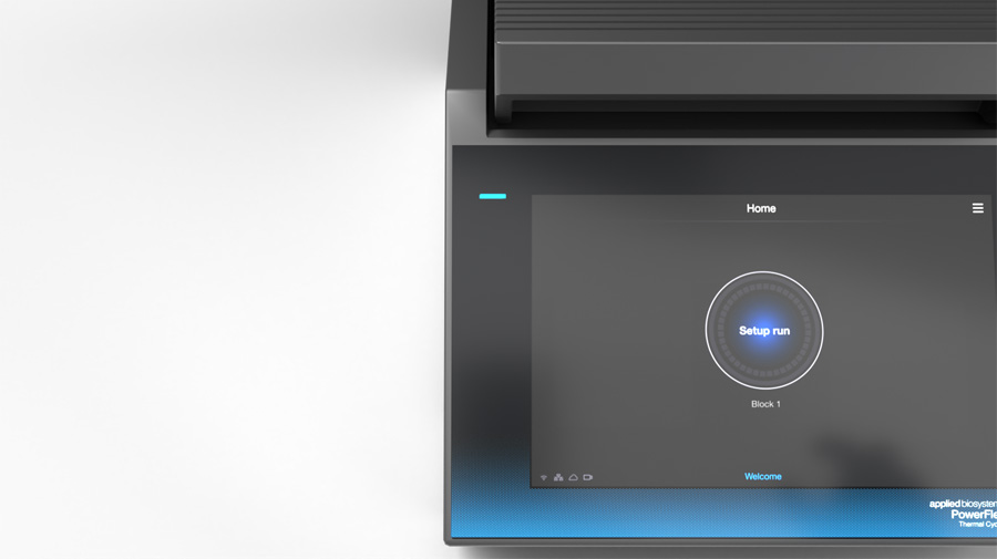 PowerFlex 96-well thermal cycler Image showing touch screen on protocol set up