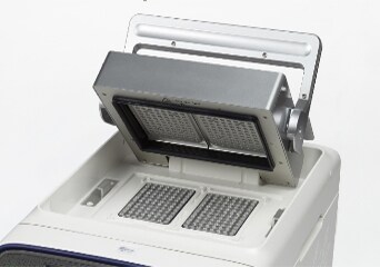 ProFlex PCR System Dual 96-well block Top of the ProFlex PCR System containing the Dual 96-well block