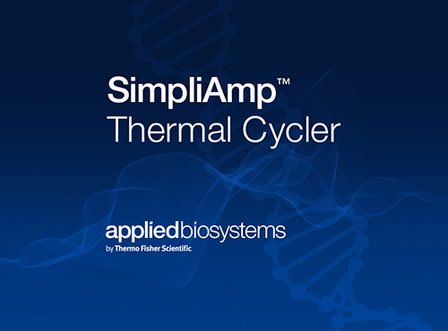 SimpliAmp Thermal Cycler splash screen Screenshot of the SimpliAmp Thermal Cycler splash screen from Applied Biosystems by Thermo Fisher Scientific