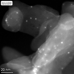 Platinum nanoparticles and cobalt nanoparticles, used to improve catalytic efficiency, imaged with high resolution EDS Platinum nanoparticles and cobalt nanoparticles, used to improve catalytic efficiency, imaged with high resolution EDS