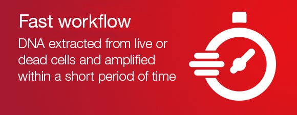 Faster workflow with CMA - DNA extracted live or dead cells amplified within a short period of time Faster workflow with CMA - DNA extracted live or dead cells amplified within a short period of time