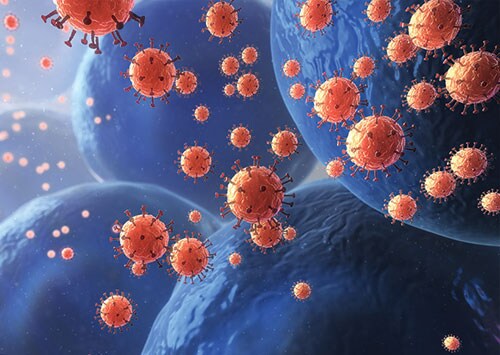 Artist's rendition of lentivirus particles Artist's rendition of lentivirus particles as part of gene therapy research