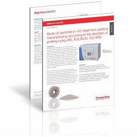 Study of austenite in 410 steel from additive manufacturing according to the direction of printing using ARL EQUINOX 100 XRD Study of austenite in 410 steel from additive manufacturing according to the direction of printing using ARL EQUINOX 100 XRD