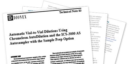 Automatic Vial-to-Vial Dilutions Using Chromeleon AutoDilution and ICS-3000 Automatic Vial-to-Vial Dilutions Using Chromeleon AutoDilution and ICS-3000