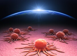 Solid Tumor Research artistic rendition of horizon and tumor cells