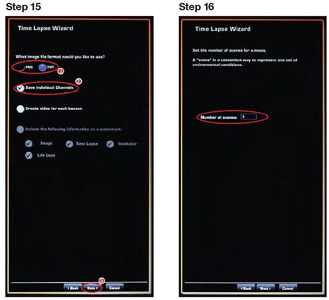 Setting up the EVOS FL Auto Imaging System and Onstage Incubator steps 15 and 16 Setting up the EVOS FL Auto Imaging System and Onstage Incubator steps 15 and 16