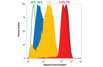 Scientific poster histogram plot of cell populations with varying hypoxic conditions