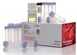 Mach1 Competent Cells Product box and its contents: 21 tubes of One Shot Mach1 T1R Chemically Competent E. coli, 1 tube of pUC19 DNA, and one tube of SOC medium