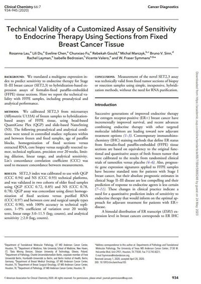 Publication showing QuantiGene Plex assay using sections from fixed breast cancer tissue Publication showing QuantiGene Plex assay using sections from fixed breast cancer tissue