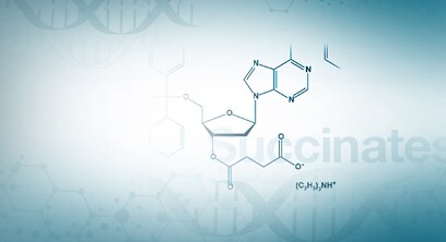 Succinate amidite Succinate amidite structure on teal background