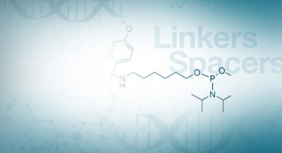 Linker and spacer amidites Linker and spacer amidite structure on teal background