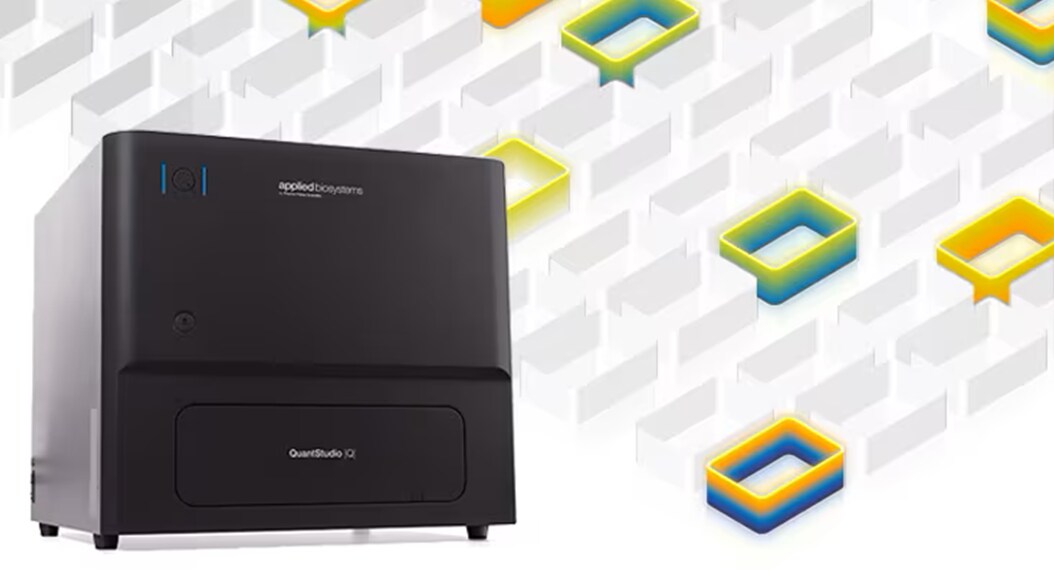 Photo of the QuantStudio Absolute Q Digital PCR System over a graphical background Photo of the QuantStudio Absolute Q Digital PCR System over a graphical background