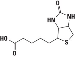 生物素的化学结构由一个脲醛环和一个四氢噻吩环组成 生物素的化学结构由一个脲醛环和一个四氢噻吩环组成