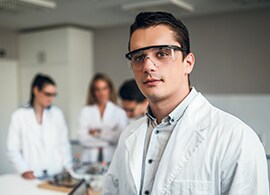 Scientist in lab coat Scientist in lab coat