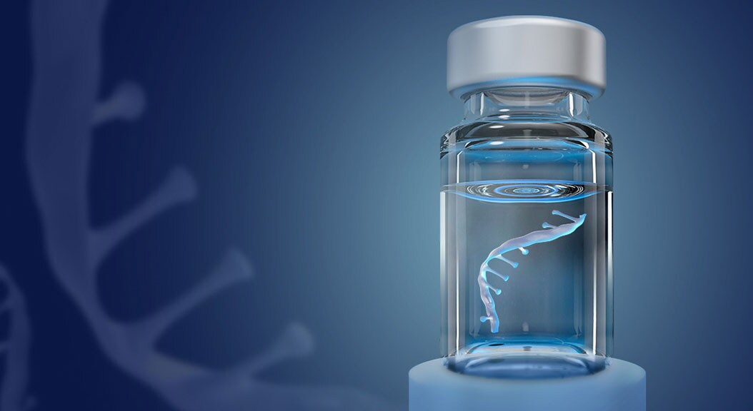 Vial containing DNA helix Vial containing DNA helix