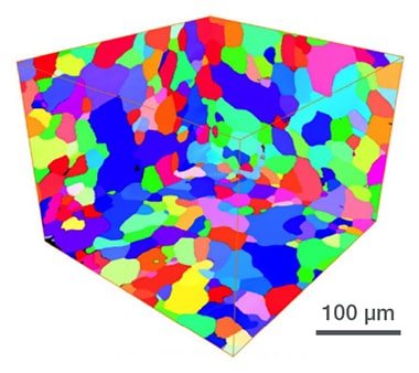 Zircally sample 3d EBSD reconstruction produced with the Helios DualBeam. Zircally sample 3d EBSD reconstruction produced with the Helios DualBeam.