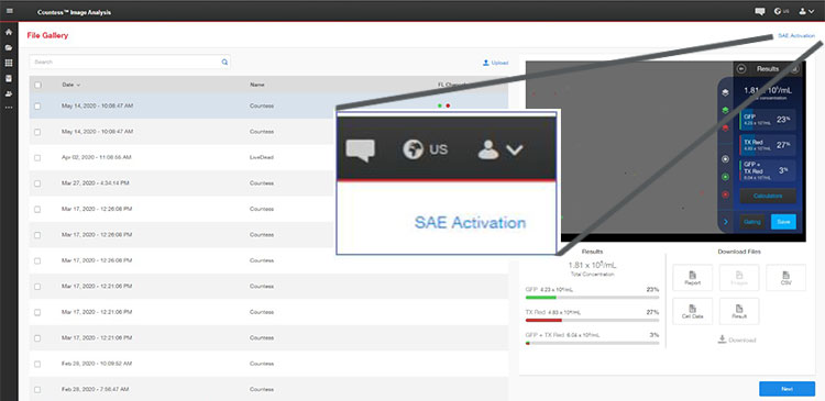 SAE Activation link Location of the SAE Activation link