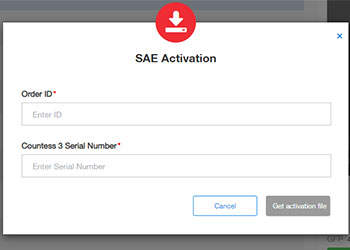 SAE Activation screen Order ID and Serial number required for SAE Activation