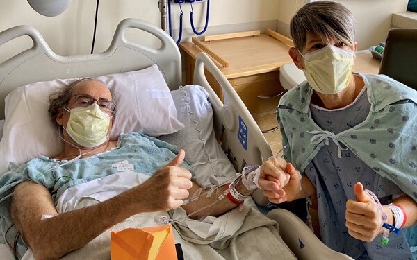 David and Dayna in the recovery room